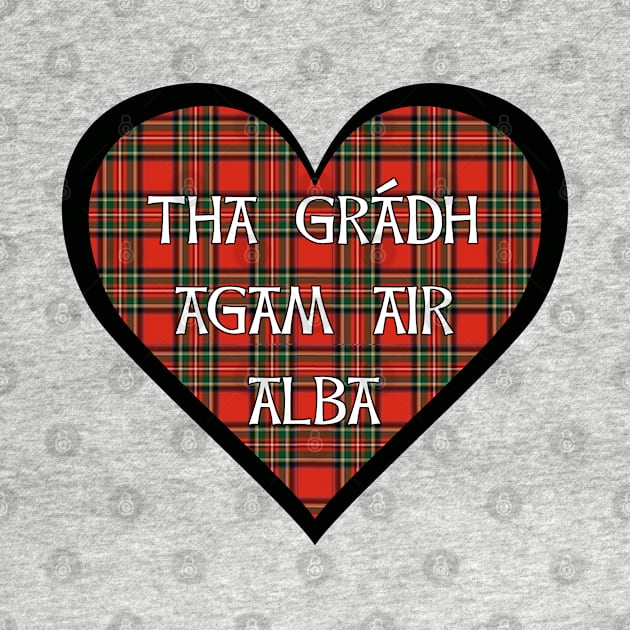 Royal Stewart tartan heart "I love Scotland" in Gaelic "Tha Gràdh Agam ort" by Kyttsy Krafts